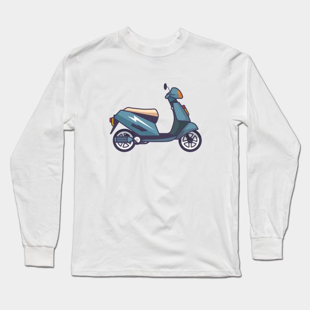 Vespa Scooter Vector Long Sleeve T-Shirt by heytiyok